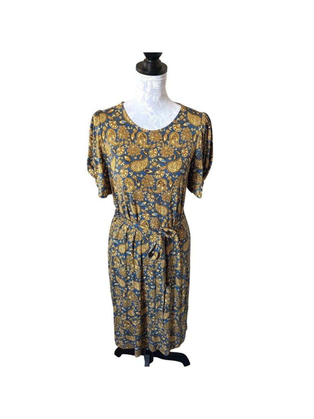 Boden Knot Detail Jersey Mini Dress Womens Harvest Gold Size 10 Regular